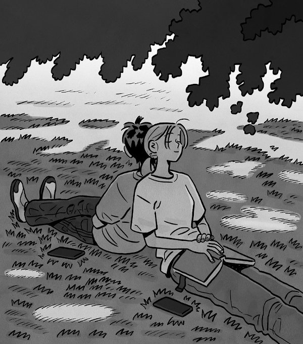 reading in the grass